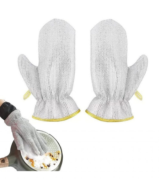 1 Pair Wire Dishwashing Gloves Kitchen Cleaning