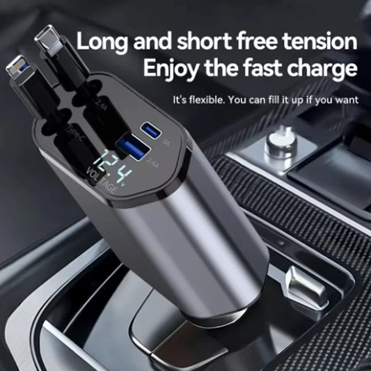 4 in 1 120W  USB Type C Fast car Charger Cable